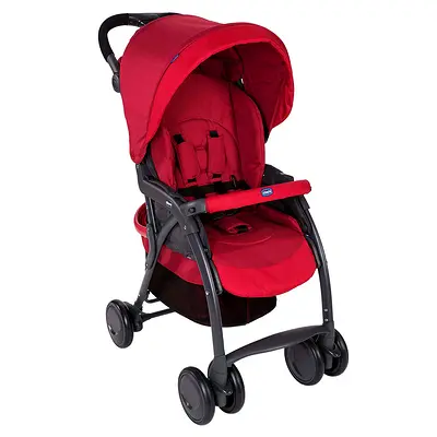 Red Chicco lightweight baby stroller - good condition