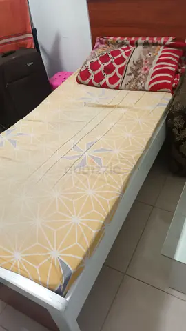 Single Bed Frame with Mattress and Cushions - White