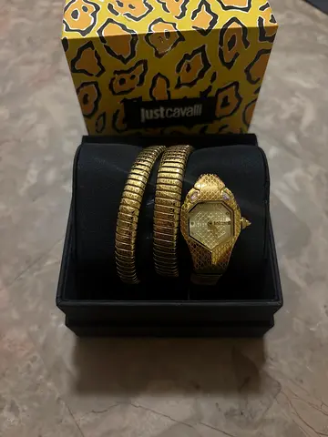 Just Cavalli Gold Serpent Snake Wrap Watch
