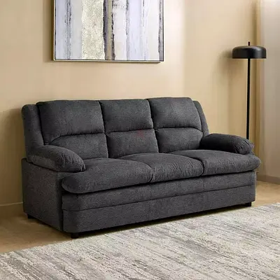 Comfortable 3 Seater Grey Fabric Sofa