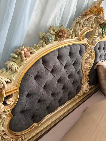 Ornate Vintage-Style King Headboard with 4 postal bed