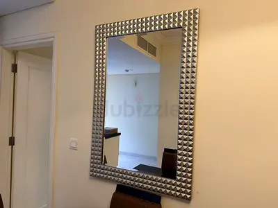 Large Wall Mirror - Silver Studded Modern Frame