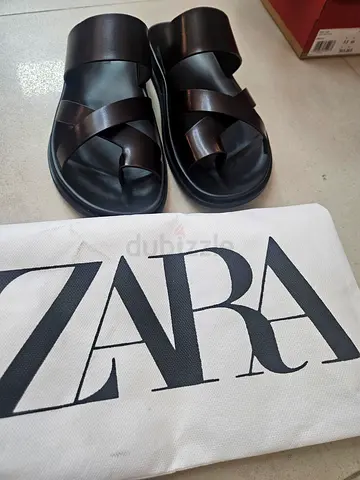 Zara black leather-style slide sandals - size 42, gently used