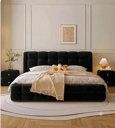 Modern Upholstered Black Bed
