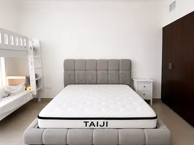 King bed upholstered platform bed frame with mattress - light grey