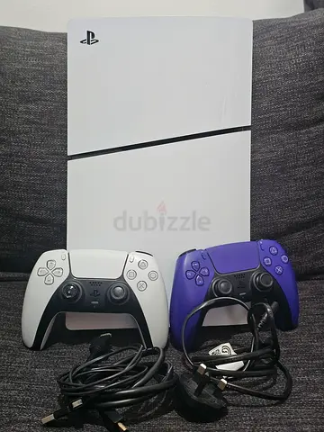 Play Station 5 (PS5) Slim and 2 Dual Sense Controllers