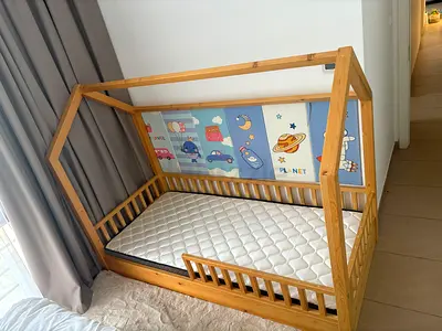 Custom Made solid wood Kids Montessori bed with new matress