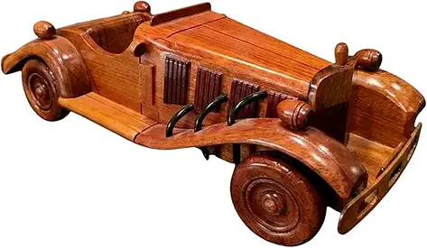 Handcrafted Wooden Vintage Car Model - Decorative Collectible 35cm length