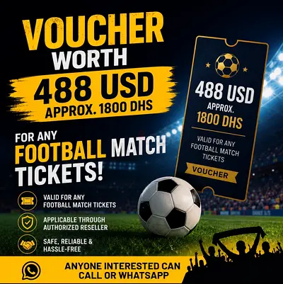 488 USD 1800 AED - Football Match Ticket Voucher