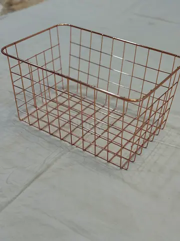 Rose gold wire storage basket — medium size, new