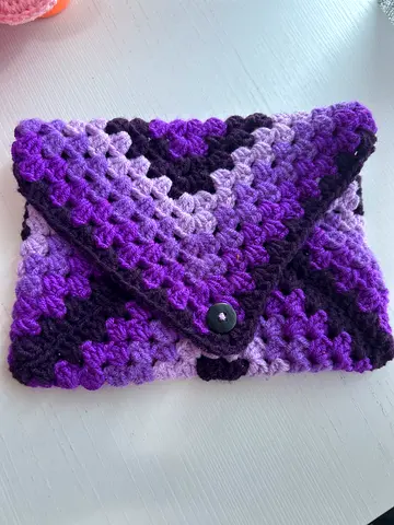 Handmade Crochet Purple Gradient Ear Warmer / Headband with Button