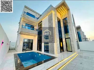 Luxury villa in Al-Hilou 2 with a pool, rooftop, and a spacious outdoor seating area, with an elevator and elegant design on a corner of two streets.