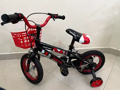 Kids 12-inch Training Bike with Basket and Training Wheels