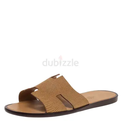 Hermes Honey Brown Lizard Izmir Sandals Size 41