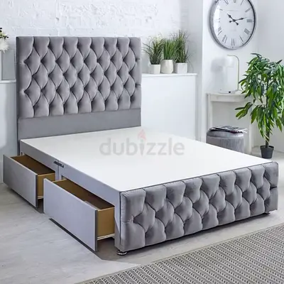 Luxury Fabric Bed Frame With Mattress Stylish Modern Design Headboard