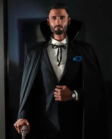 Mens Black Vampire Cape Cloak - Gothic Costume Cape