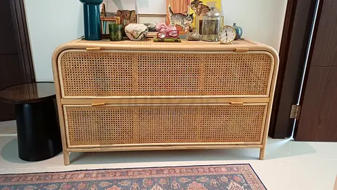 Real wood Rattan chest of drawers from the Attic