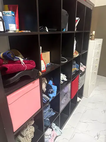 Large Dark Brown Grid Storage Unit Shelving