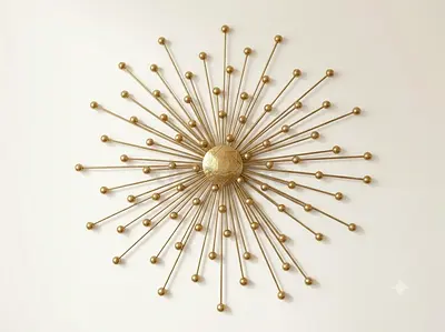 Large Gold Starburst Wall Decor Metal Sculpture