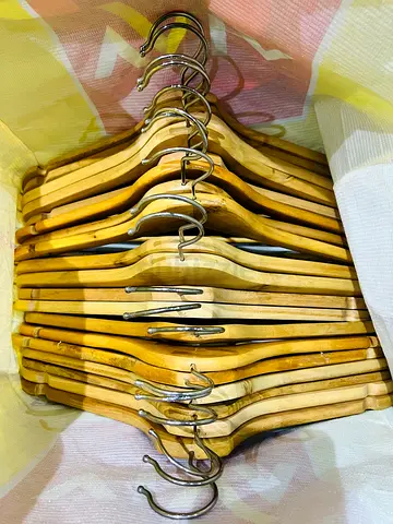 Set of Wooden Clothes Hangers – 19 Pieces, Used excellent condition ( moving out sale)