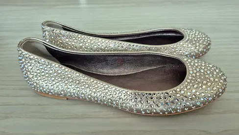 Giuseppe Zanotti Gold Rhinestone Ballet Flats