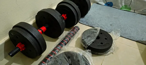 20 kg adjustable weightlifting dumbbells set with non slip rod and barbell