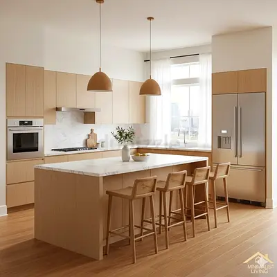 Modern light wood kitchen island