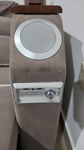 Sofa Armrest with Built-in Speaker and USB Controls - Beige