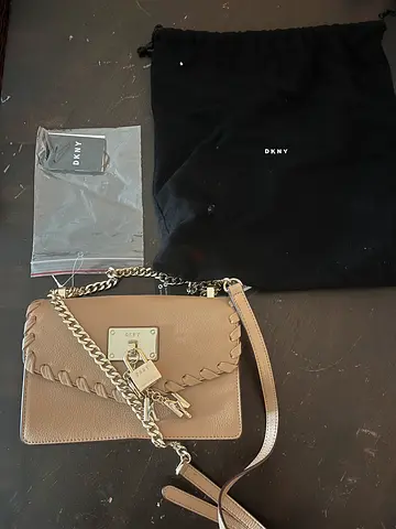 Dkny Elissa Beige Leather Shoulder Bag