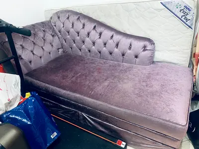 Sofa , lightly used sofa , velvet purple color