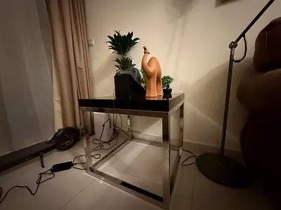 Side Table - Black Glass Top with Chrome Steel Frame
