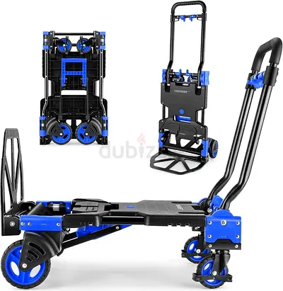 330LB Folding Hand Truck Moving Dolly, Hand Trucks Heavy Duty Combination of 4 Wheels and 2 Wheels C