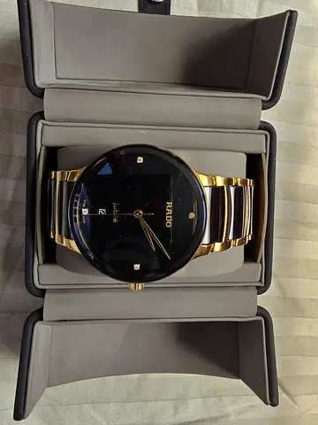 Rado Jubile mens gold-tone ceramic bracelet watch with box