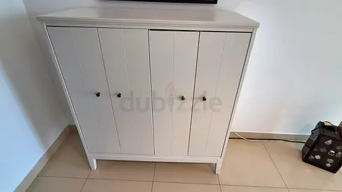 White Wooden Storage Cabinet / Small Wardrobe - Good Condition