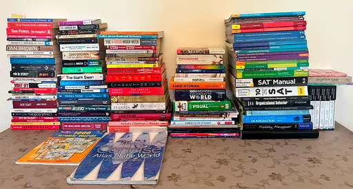 Mixed collection of used books - fiction, non-fiction, A/O level (Edexcel Pearson), MBA text books