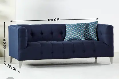 Tufted Navy Blue 3-Seater Sofa - 180cm, Modern Compact Design and 2 seater sofa