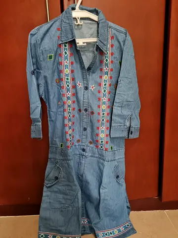 Brand new Denim dress with all over embroidery