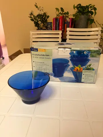 Set of 6 Blue Glass Bowls - Brand New