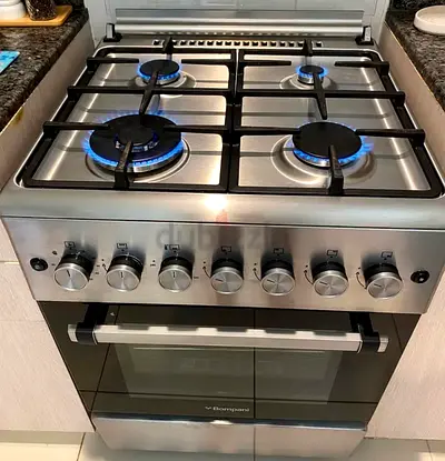 Bompani Gas Cooker Stove 4 Burners With Oven Grill Full Safety Cast Iron 60x60cm