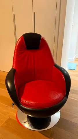 Red Black Swivel Lounge Chair - Good Condition