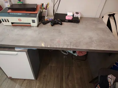 Modern Grey Desk with Storage
