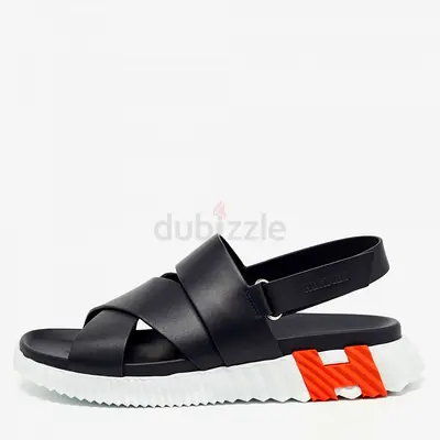 Hermes Black Leather Electric Sandals Size 42