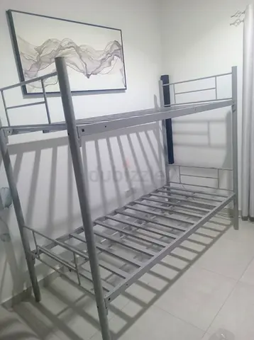 Metal Double Bunk Bed Frame - Silver, Good Condition