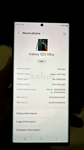 Samsung Galaxy S22 Ultra - Good Condition 512GB UAE Version Only phone with Cover
