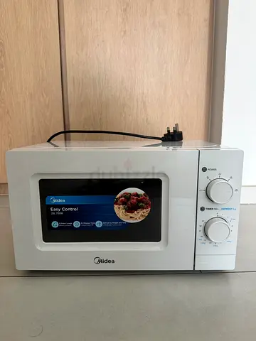 Midea Compact Countertop Microwave - White, Manual Dial Controls