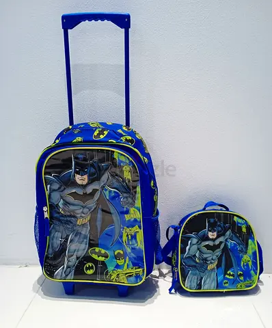 Batman Kids Rolling Backpack with Matching Lunch Bag - Excellent Condition