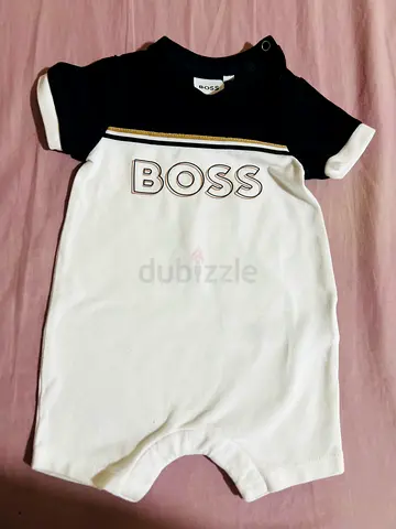 Baby BOSS short romper - navy white, size newborn/0-3M
