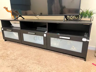 Black 3-Drawer TV Entertainment Unit with Frosted Glass Panels