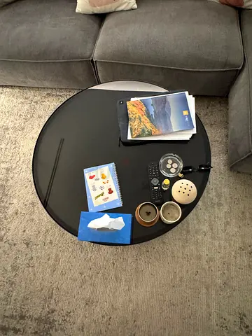 Round Black Coffee Table - Minimal Modern Design