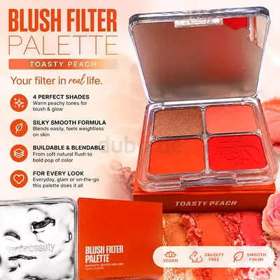 Toasty Peach Blush Filter Palette 4 Shade Face Cheek Palette